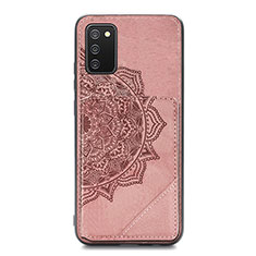 Funda Silicona Carcasa Ultrafina Goma con Magnetico S05D para Samsung Galaxy A02s Oro Rosa