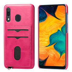 Funda Silicona Carcasa Ultrafina Goma con Magnetico S05D para Samsung Galaxy A20 Rosa Roja
