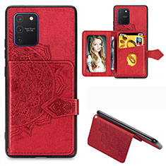 Funda Silicona Carcasa Ultrafina Goma con Magnetico S05D para Samsung Galaxy A91 Rojo