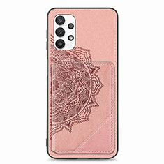 Funda Silicona Carcasa Ultrafina Goma con Magnetico S05D para Samsung Galaxy M32 5G Oro Rosa