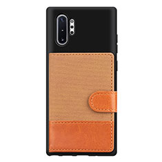 Funda Silicona Carcasa Ultrafina Goma con Magnetico S05D para Samsung Galaxy Note 10 Plus 5G Marron