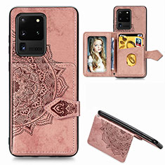 Funda Silicona Carcasa Ultrafina Goma con Magnetico S05D para Samsung Galaxy S20 Ultra Oro Rosa