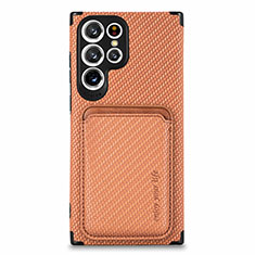 Funda Silicona Carcasa Ultrafina Goma con Magnetico S05D para Samsung Galaxy S22 Ultra 5G Naranja