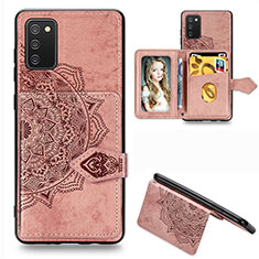 Funda Silicona Carcasa Ultrafina Goma con Magnetico S06D para Samsung Galaxy M02s Oro Rosa