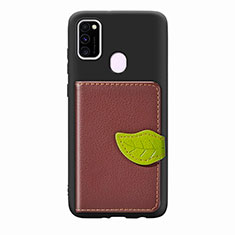 Funda Silicona Carcasa Ultrafina Goma con Magnetico S06D para Samsung Galaxy M21 Marron