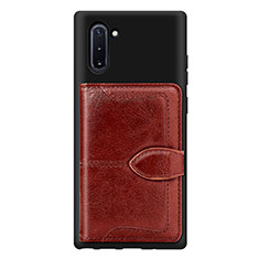 Funda Silicona Carcasa Ultrafina Goma con Magnetico S06D para Samsung Galaxy Note 10 5G Marron