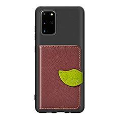 Funda Silicona Carcasa Ultrafina Goma con Magnetico S06D para Samsung Galaxy S20 Plus Marron