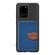 Funda Silicona Carcasa Ultrafina Goma con Magnetico S06D para Samsung Galaxy S20 Ultra 5G Azul