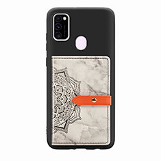 Funda Silicona Carcasa Ultrafina Goma con Magnetico S07D para Samsung Galaxy M21 Gris