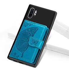 Funda Silicona Carcasa Ultrafina Goma con Magnetico S07D para Samsung Galaxy Note 10 Plus 5G Azul
