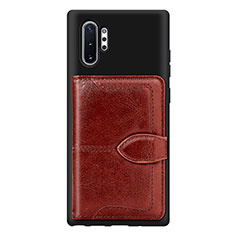 Funda Silicona Carcasa Ultrafina Goma con Magnetico S08D para Samsung Galaxy Note 10 Plus 5G Marron