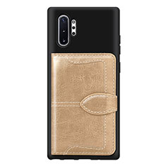 Funda Silicona Carcasa Ultrafina Goma con Magnetico S08D para Samsung Galaxy Note 10 Plus 5G Oro