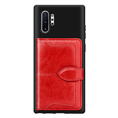 Funda Silicona Carcasa Ultrafina Goma con Magnetico S08D para Samsung Galaxy Note 10 Plus 5G Rojo