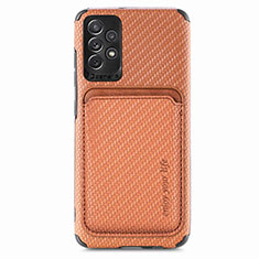 Funda Silicona Carcasa Ultrafina Goma con Magnetico S09D para Samsung Galaxy A52 5G Marron