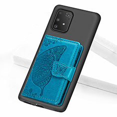 Funda Silicona Carcasa Ultrafina Goma con Magnetico S09D para Samsung Galaxy A91 Azul