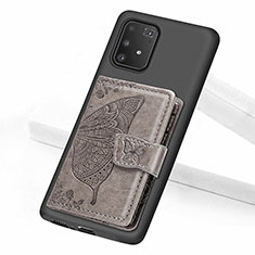 Funda Silicona Carcasa Ultrafina Goma con Magnetico S09D para Samsung Galaxy A91 Gris