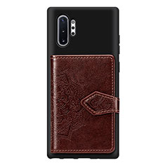 Funda Silicona Carcasa Ultrafina Goma con Magnetico S09D para Samsung Galaxy Note 10 Plus 5G Marron