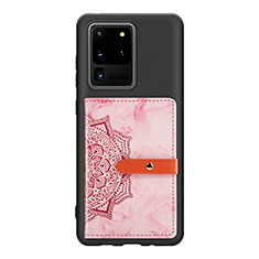 Funda Silicona Carcasa Ultrafina Goma con Magnetico S09D para Samsung Galaxy S20 Ultra Rosa
