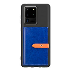 Funda Silicona Carcasa Ultrafina Goma con Magnetico S12D para Samsung Galaxy S20 Ultra 5G Azul