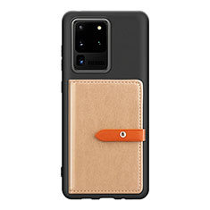 Funda Silicona Carcasa Ultrafina Goma con Magnetico S12D para Samsung Galaxy S20 Ultra 5G Caqui