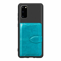 Funda Silicona Carcasa Ultrafina Goma con Magnetico S13D para Samsung Galaxy S20 5G Cian