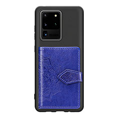 Funda Silicona Carcasa Ultrafina Goma con Magnetico S13D para Samsung Galaxy S20 Ultra 5G Azul