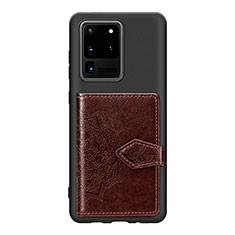 Funda Silicona Carcasa Ultrafina Goma con Magnetico S13D para Samsung Galaxy S20 Ultra 5G Marron