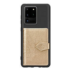 Funda Silicona Carcasa Ultrafina Goma con Magnetico S13D para Samsung Galaxy S20 Ultra Oro
