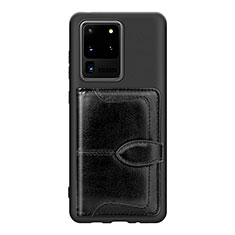 Funda Silicona Carcasa Ultrafina Goma con Magnetico S14D para Samsung Galaxy S20 Ultra 5G Negro