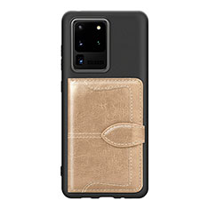 Funda Silicona Carcasa Ultrafina Goma con Magnetico S14D para Samsung Galaxy S20 Ultra 5G Oro