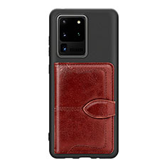 Funda Silicona Carcasa Ultrafina Goma con Magnetico S14D para Samsung Galaxy S20 Ultra Marron