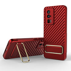 Funda Silicona Carcasa Ultrafina Goma con Soporte KC1 para Xiaomi Poco F5 Pro 5G Rojo