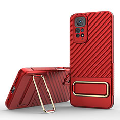 Funda Silicona Carcasa Ultrafina Goma con Soporte KC1 para Xiaomi Redmi Note 11 4G (2022) Rojo