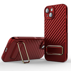 Funda Silicona Carcasa Ultrafina Goma con Soporte KC2 para Apple iPhone 14 Plus Rojo