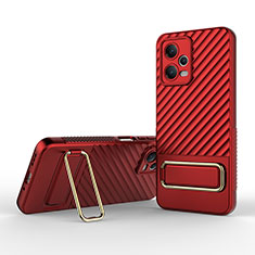 Funda Silicona Carcasa Ultrafina Goma con Soporte KC2 para Xiaomi Redmi Note 12 5G Rojo