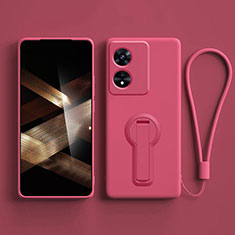 Funda Silicona Carcasa Ultrafina Goma con Soporte para Huawei Honor X5 Plus Rosa Roja