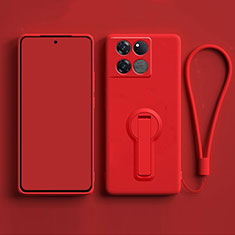 Funda Silicona Carcasa Ultrafina Goma con Soporte para OnePlus 10T 5G Rojo