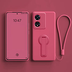 Funda Silicona Carcasa Ultrafina Goma con Soporte para Oppo A78 5G Rosa Roja