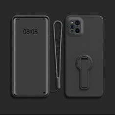 Funda Silicona Carcasa Ultrafina Goma con Soporte para Oppo Find X3 5G Negro