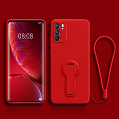 Funda Silicona Carcasa Ultrafina Goma con Soporte para Oppo Reno6 Pro 5G India Rojo