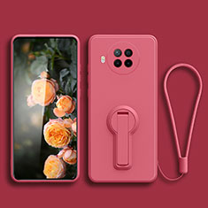 Funda Silicona Carcasa Ultrafina Goma con Soporte para Xiaomi Mi 10i 5G Rosa Roja