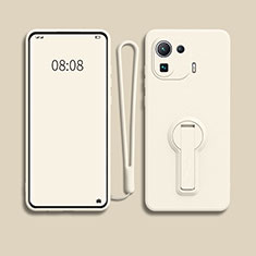 Funda Silicona Carcasa Ultrafina Goma con Soporte para Xiaomi Mi 11 Pro 5G Blanco