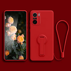 Funda Silicona Carcasa Ultrafina Goma con Soporte para Xiaomi Mi 11i 5G Rojo