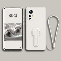 Funda Silicona Carcasa Ultrafina Goma con Soporte para Xiaomi Mi 12 Pro 5G Blanco