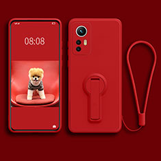 Funda Silicona Carcasa Ultrafina Goma con Soporte para Xiaomi Mi 12 Pro 5G Rojo