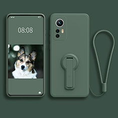 Funda Silicona Carcasa Ultrafina Goma con Soporte para Xiaomi Mi 12 Pro 5G Verde