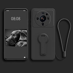 Funda Silicona Carcasa Ultrafina Goma con Soporte para Xiaomi Mi 12 Ultra 5G Negro