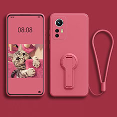 Funda Silicona Carcasa Ultrafina Goma con Soporte para Xiaomi Mi 12S 5G Oro Rosa