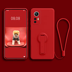 Funda Silicona Carcasa Ultrafina Goma con Soporte para Xiaomi Mi 12S 5G Rojo