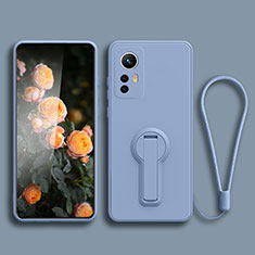 Funda Silicona Carcasa Ultrafina Goma con Soporte para Xiaomi Mi 12T 5G Gris Lavanda